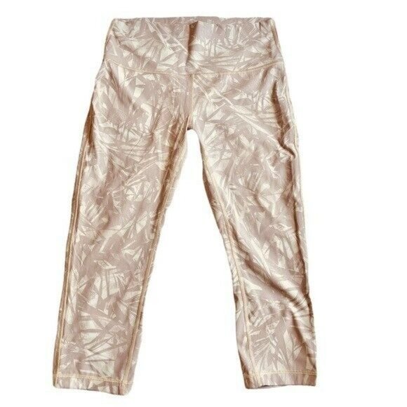 Lululemon Wunder Under Crop (High-Rise) 21" - Shadow Leaf Light Ivory Muse Sz 10 - Picture 2 of 7